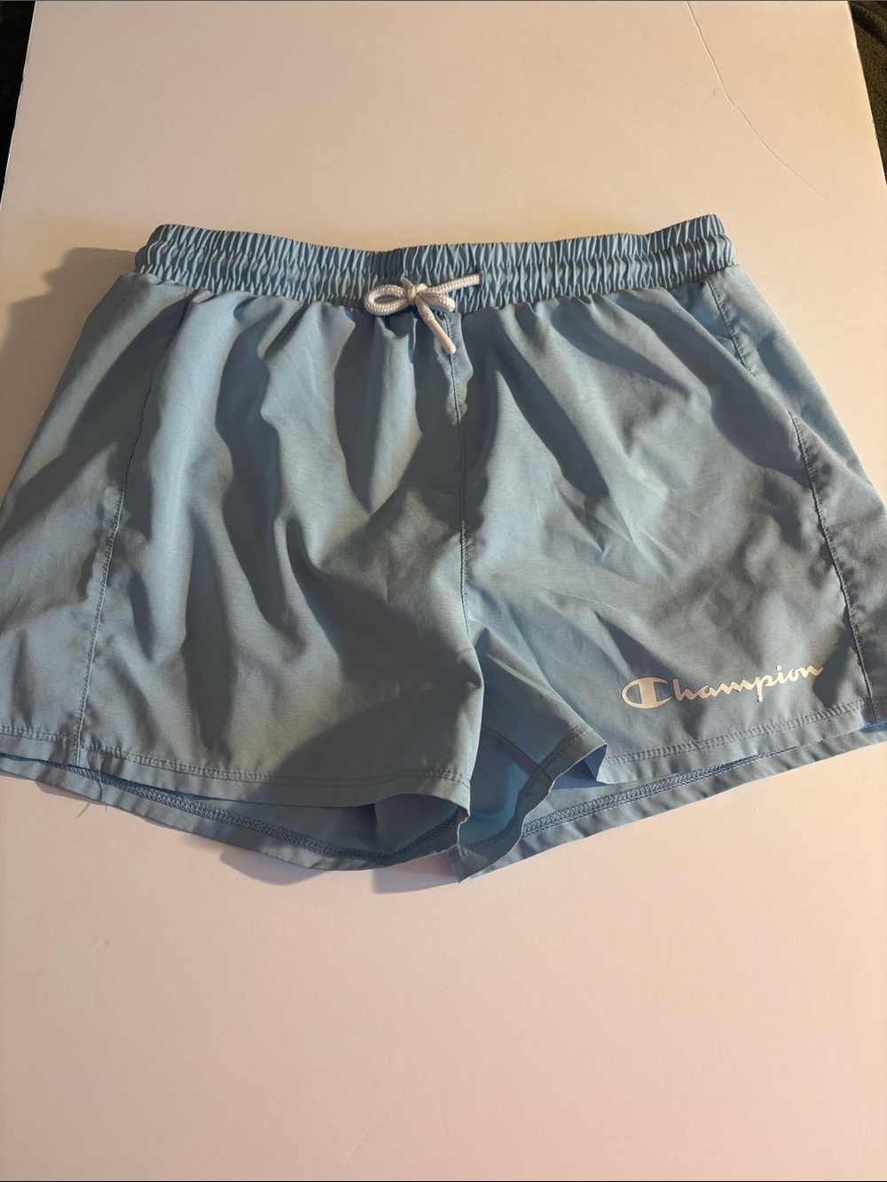 Champion Sky Blue Running Shorts with White Logo